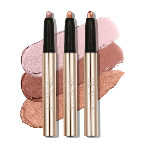 3PCS Lidschatten Stick Weiche Cremige Matte Schimmer Lidschatten Bleistift Crayon Hervorhebung Pigmentierter glänzender Lidschatten Bleistift Wasserdichter Classy Schimmer Lidschatten Sticks Set (#G) von XINYUNXIN
