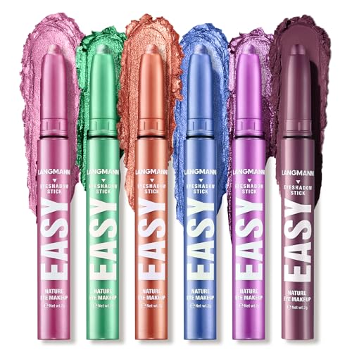 XINYUNXIN 6PCS Lidschatten Stick, Mehrfarbiger Lidschatten Bleistift Set, Wasserdichte Cremige Langanhaltende Augen Make-up Kit, Natürliche Shimmer Schatten Kontur Stick, Perfekte Geschenke für Frauen von XINYUNXIN