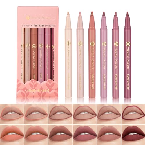 6PCS flüssiger Lippenstift & Lipliner Set, 2-in-1 Nude Matte Shades Lippenstift-Lipliner-Bleistift für die Skulptur-Füllung, lang anhaltende intensive Farbe, Antihaft, Frauen Make-up-Set (B) von XINYUNXIN