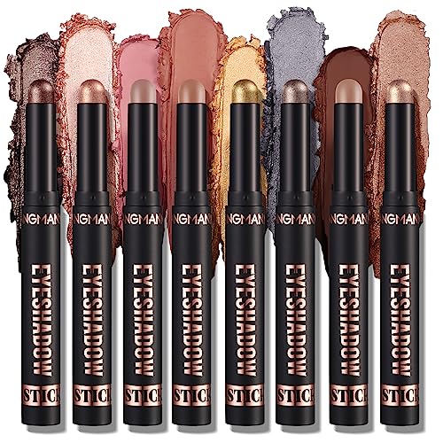 8PCS Lidschatten Stick Weiche Cremige Matte Schimmer Lidschatten Bleistift Crayon Hervorhebung Pigmentierter glänzender Lidschatten Bleistift Wasserdichter Classy Schimmer Lidschatten Sticks Set(B) von XINYUNXIN
