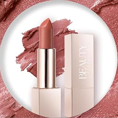 Beauty Searcher Metallisch glänzender Lippenstift Lippen-Makeup für Frauen Samtmatte Lippenstifte Feuchtigkeitsspendendes No-Stick Cup Lip Makeup wasserfester glänzender Lipgloss(Champagne Pink) von XINYUNXIN