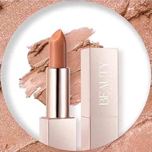 Beauty Searcher Metallisch glänzender Lippenstift Lippen-Makeup für Frauen Samtmatte Lippenstifte Feuchtigkeitsspendendes No-Stick Cup Lip Makeup wasserfester glänzender Lipgloss(Nude Gold) von XINYUNXIN