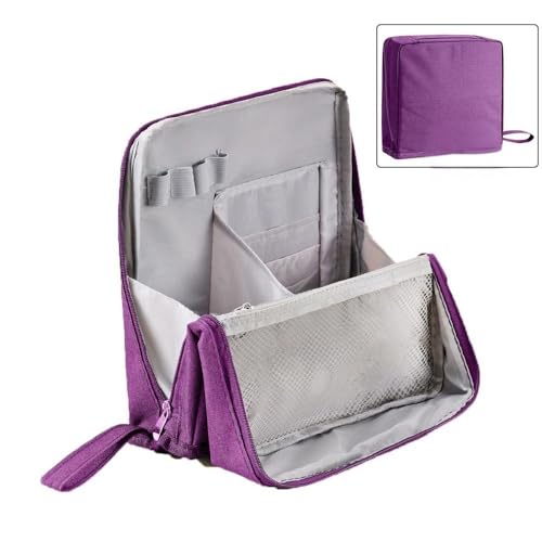 Reise-Makeup Tasche Kosmetiktasche, Kosmetiktasche Damen, Großer Make Up Tasche Reise Kosmetikkoffer für Frauen Travel Makeup Bag, Und weiter öffnen Der Transporter Cosmetic Bag mit Griff (Lila) von XINYUNXIN