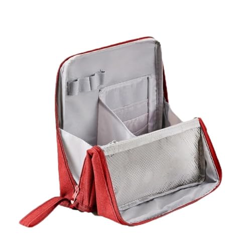 Reise-Makeup Tasche Kosmetiktasche, Kosmetiktasche Damen, Großer Make Up Tasche Reise Kosmetikkoffer für Frauen Travel Makeup Bag, Und weiter öffnen Der Transporter Cosmetic Bag mit Griff (Rot) von XINYUNXIN