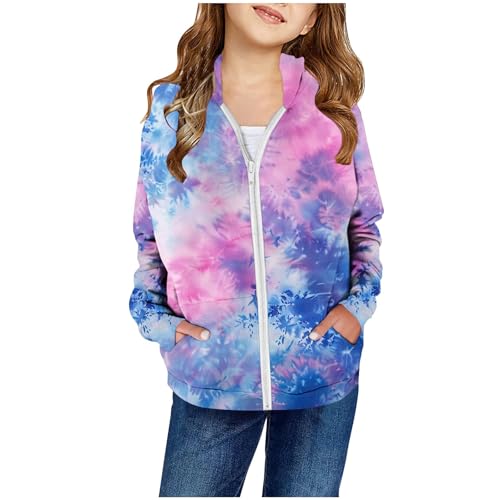 Mädchen Sweatjacke Kapuzenjacke Kinder Jacke mit Taschen Übergangsjacke Kinderjacke Sweatshirt Jacke Outdoor Hoodie Jacken für 2-14 Jahre Alt Blau 13 Jahre von XINYUNZU