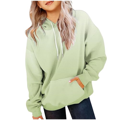XINYUNZU Hoodie Mädchen Kapuzenpullover mit Taschen Casual Sweatshirt mit Kapuze Kinder Kleidung Kuschel Hoodie Pullover Sweatshirt Langarmshirts für 2-14 Jahre Alt Grün 11 Jahre von XINYUNZU