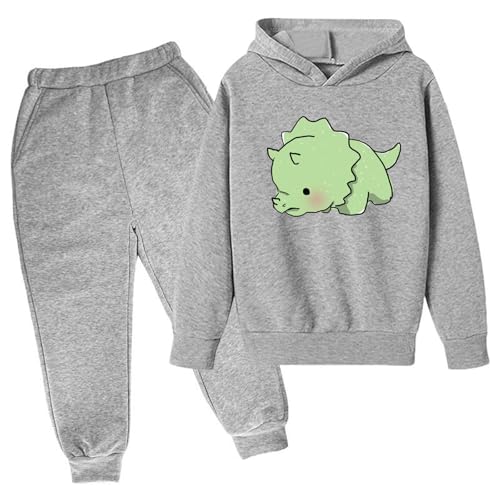 Jungen Jogginganzug Hoodie mit Dinosaurier-Druck + Jogginghose Set Trainingsanzug Kinder Kleidung Casual Outfits 2 Teilig Sportanzug Bekleidungssets Sport Klamotten Tages Angebote Sale Grau 3 Jahre von XINYUNZU