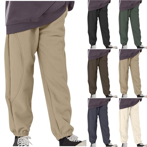 Jungen Jogginghose Fleece Thermohose Kinder Winterhose Outdoor Hose Sporthose Einfarbig Sweatpants Warm Boy Fleecehose Trainingshose Hosen für 3-14 Jahre Alt Outlet Angebote Sale Khaki 12 Jahre von XINYUNZU