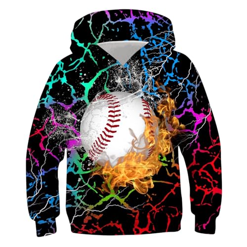 XINYUNZU Jungen Kapuzenpullover Mode 3D-Print Hoodie Sweatshirt mit Kapuze Teenager Sportshirt Langarm Kinder Kleidung Coole Hoodies Pullover Sweatshirts Herbst Winter Grün 13 Jahre von XINYUNZU