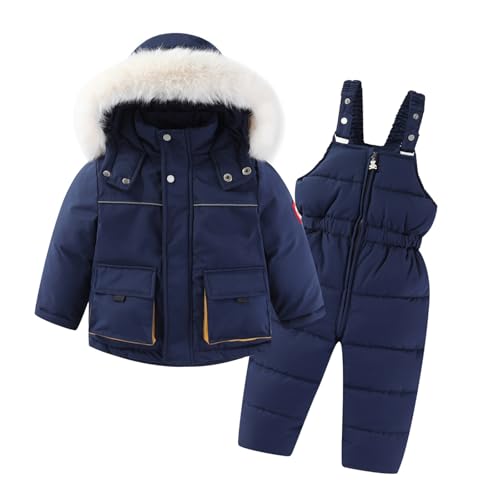 Jungen Mädchen Schneeanzug Schneehose mit Winterjacke Skianzug 2 Teilig Kinder Outdoor Winteranzug Warm Wasserdicht Winddicht Mode Schneeanzüge für 2-6 Jahre Alt Outlet Shop Sale Marine 2 Jahre von XINYUNZU