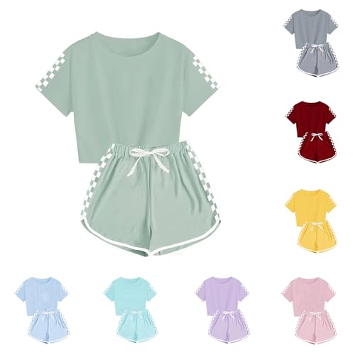 Kinder Kleidung Kinderkleidung Anzug Set Trainingsanzug Tshirt mit Shorts Sommer Casual Klamotten Bekleidungssets für Mädchen und Jungen 5-14 Jahre Warehouse Deals Angebote Armeegrün 10 Jahre von XINYUNZU