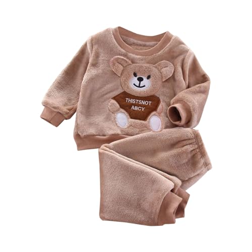 XINYUNZU Mädchen Hausanzug Kuschelig Sweatshirt mit Thermohose Thermo Kinder Kleidung Set Casual Outfit 2 Teilig Klamotten Warm Fleece Bekleidungssets für 1-5 Jahre Alt Khaki 4 Jahre von XINYUNZU