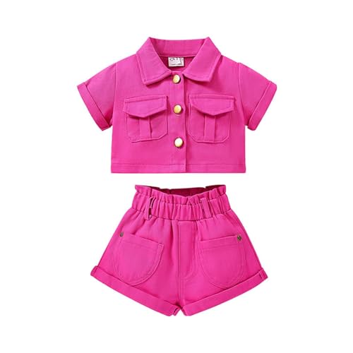 Mädchen Kleidung Zweiteiler Hausanzug Bluse und Sommer Shorts Set Freizeitanzug Sommerkleid Kinder Streatwear Lounge Set Bekleidungssets für Mädchen Angebote Tages Blitzangebote Heute Rosa 6 Jahre von XINYUNZU