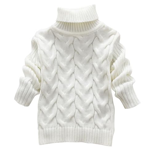 Mädchen Pullover Lang Sweater Warm Rollkragenpullover Kinder Strickpullover Kuschelpullover Kinder Kleidung Einfarbig Langarmshirt Thermoshirt Herbst Winter Warehouse Deals Angebote Weiß 7 Jahre von XINYUNZU