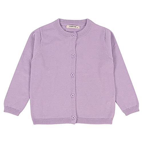 Mädchen Strickjacke Baumwolle Cardigan Girl Langarm Kuschel Strick Jacke Mit Knöpfen Kinder Kleidung Rundhals Basic Strickjacken für 2-6 Jahre Alt Herbst Winter Angebote des Tages Lila 4 Jahre von XINYUNZU