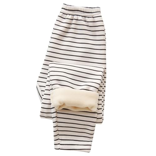 Thermohose Kinder Gestreift Winterhose Thermo Leggings Gefütterte Hose Pyjama Hose Schlafanzughose Freizeithose Hosen für Mädchen und Jungen Angebote des Tages Heute Blitzangebote Weiß 4 Jahre von XINYUNZU