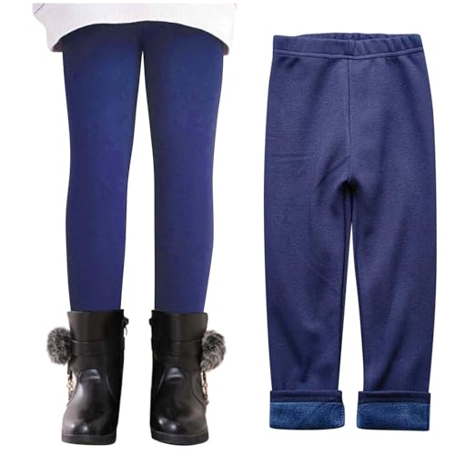 Thermoleggings Mädchen Thermo Leggings Winter Fleece Gefütterte Leggings Thermohose Kinder Winterhose Warme Hose Kuschel Hosen für 2-11 Jahre Alt Warehouse Deals Angebote Marineblau 10–11 Jahre von XINYUNZU