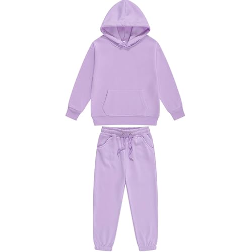 Trainingsanzug Kinder Jungen Jogginganzug Hoodie und Jogginghose 2 Teiler Outfit Sportanzug Kapuzenpullover mit Hose Bekleidungssets Kuschelanzug Sport Klamotten Lila 10–11 Jahre von XINYUNZU
