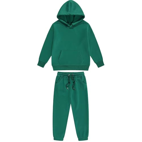 Trainingsanzug Kinder Jungen Jogginganzug Hoodie und Jogginghose 2 Teiler Outfit Sportanzug Kapuzenpullover mit Hose Bekleidungssets Kuschelanzug Sport Klamotten Armeegrün 10–11 Jahre von XINYUNZU