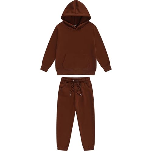 Trainingsanzug Kinder Jungen Jogginganzug Hoodie und Jogginghose 2 Teiler Outfit Sportanzug Kapuzenpullover mit Hose Bekleidungssets Kuschelanzug Sport Klamotten Kaffee 3-4 Jahre von XINYUNZU