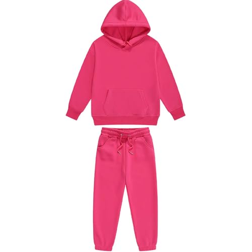 Trainingsanzug Kinder Jungen Jogginganzug Hoodie und Jogginghose 2 Teiler Outfit Sportanzug Kapuzenpullover mit Hose Bekleidungssets Kuschelanzug Sport Klamotten Pink 12–13 Jahre von XINYUNZU