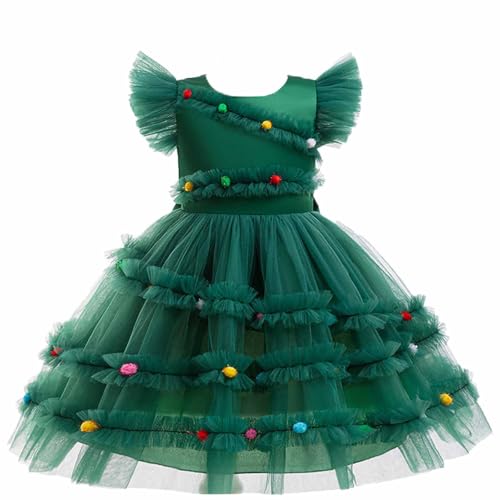 Weihnachtskleid Mädchen Tüllkleid Prinzessin Kleid Weihnachten A-Linie Weihnachts Festliches Kleider Christmas Dress Girls Weihnachtskleider Weihnachtsoutfit Blitzangebote des Tages Grün 11 Jahre von XINYUNZU