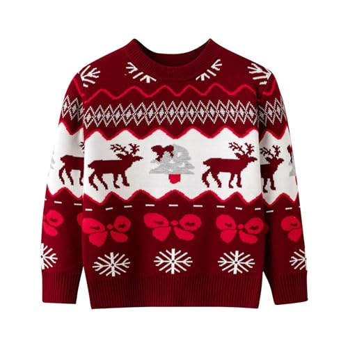 Weihnachtspullover Kinder Weihnachts Pullover Rundhals Weihnachtspulli Stricken aus Baumwolle Christmas Sweater Kuschelpullover Weihnachtsoutfit Mädchen Jungen Warehouse Deals Angebote Rot 3 Jahre von XINYUNZU