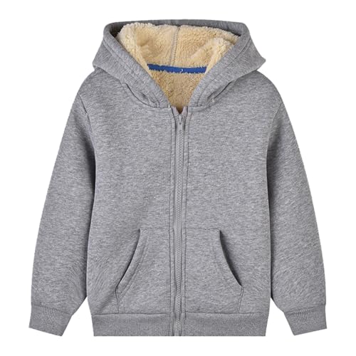 XINYUNZU Winterjacke Jungen Fleecejacke Kinder Verdickte Fleece Gefütterte Sweatjacke Kapuzenjacke Warm Hoodie Jacke Kinderjacken Winter Wintermantel Outdoor Jacken für 3-14 Jahre Alt Grau 4 Jahre von XINYUNZU