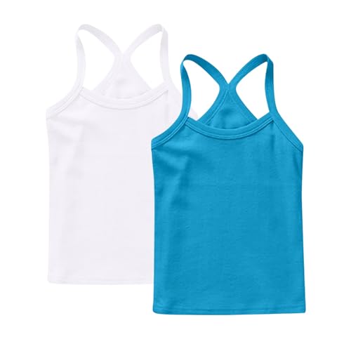 XINYUNZU 2er Pack Cami Shirt Mädchen Baumwolle Trägershirt Sommer Tops Sport Casual Top Ärmellos Girls Trägertop Unterhemd Einfarbig Freizeit Oberteile Tanktop Unterhemden für Kinder Weiß 8 Jahre von XINYUNZU