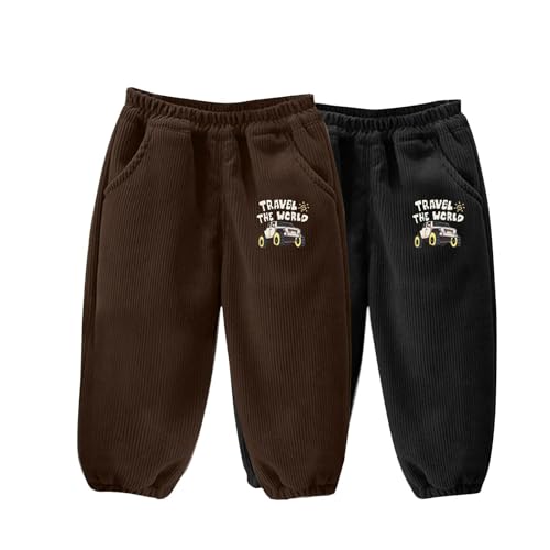 XINYUNZU 2er Pack Jungen Cordhose Kinder Jogginghose Jogger Pants Boy Sweathose Sporthose Lässige Hose Thermohose Winterhose Outdoor Hosen für 3-10 Jahre Alt Outlet Angebote Braun 3 Jahre von XINYUNZU