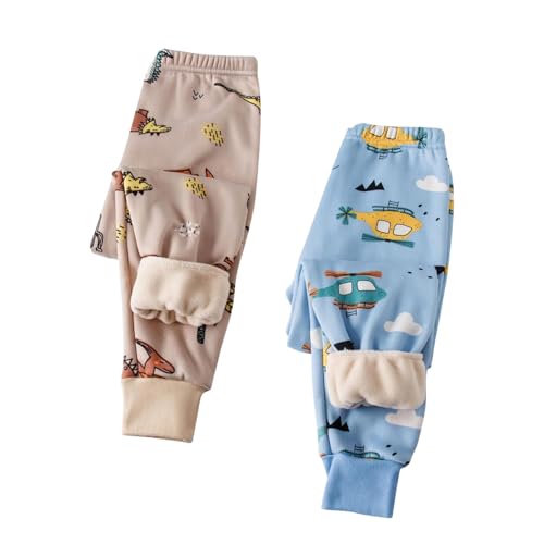 XINYUNZU 2er Pack Thermohose Kinder Baumwolle Gefütterte Hose Winterhose Kuschel Jogginghose Thermo Leggings Freizeithose Sporthose Casual Fleecehose Warme Hosen für Jungen und Mädchen Blau 100 von XINYUNZU