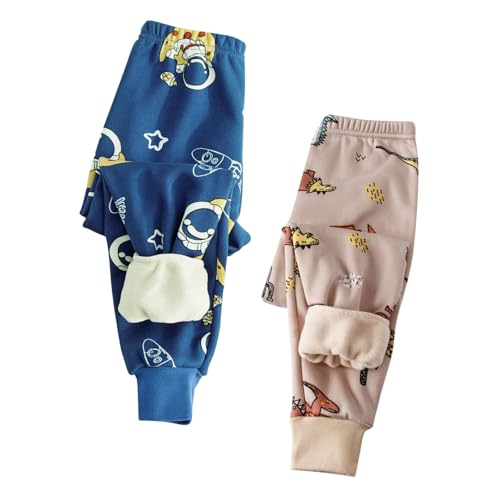 XINYUNZU 2er Pack Thermohose Kinder Baumwolle Gefütterte Hose Winterhose Kuschel Jogginghose Thermo Leggings Freizeithose Sporthose Casual Fleecehose Warme Hosen für Jungen und Mädchen Blau 100 von XINYUNZU