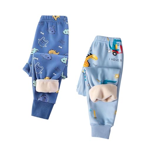 XINYUNZU 2er Pack Thermohose Kinder Baumwolle Gefütterte Hose Winterhose Kuschel Jogginghose Thermo Leggings Freizeithose Sporthose Casual Fleecehose Warme Hosen für Jungen und Mädchen Blau 100 von XINYUNZU