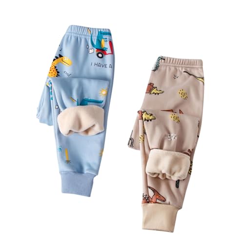 XINYUNZU 2er Pack Thermohose Kinder Baumwolle Gefütterte Hose Winterhose Kuschel Jogginghose Thermo Leggings Freizeithose Sporthose Casual Fleecehose Warme Hosen für Jungen und Mädchen Blau 110 von XINYUNZU