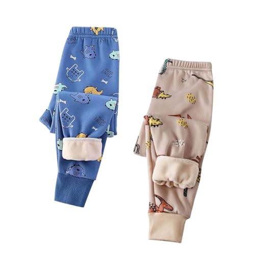 XINYUNZU 2er Pack Thermohose Kinder Baumwolle Gefütterte Hose Winterhose Kuschel Jogginghose Thermo Leggings Freizeithose Sporthose Casual Fleecehose Warme Hosen für Jungen und Mädchen Blau 110 von XINYUNZU