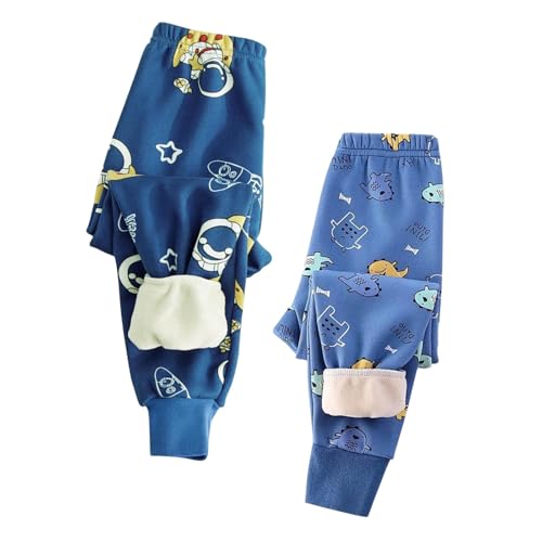 XINYUNZU 2er Pack Thermohose Kinder Baumwolle Gefütterte Hose Winterhose Kuschel Jogginghose Thermo Leggings Freizeithose Sporthose Casual Fleecehose Warme Hosen für Jungen und Mädchen Blau 120 von XINYUNZU