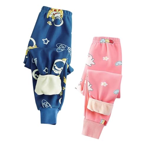 XINYUNZU 2er Pack Thermohose Kinder Baumwolle Gefütterte Hose Winterhose Kuschel Jogginghose Thermo Leggings Freizeithose Sporthose Casual Fleecehose Warme Hosen für Jungen und Mädchen Blau 130 von XINYUNZU