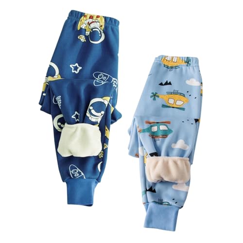 XINYUNZU 2er Pack Thermohose Kinder Baumwolle Gefütterte Hose Winterhose Kuschel Jogginghose Thermo Leggings Freizeithose Sporthose Casual Fleecehose Warme Hosen für Jungen und Mädchen Blau 140 von XINYUNZU