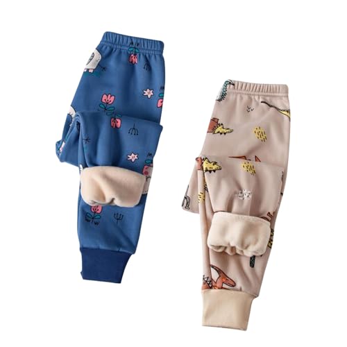 XINYUNZU 2er Pack Thermohose Kinder Baumwolle Gefütterte Hose Winterhose Kuschel Jogginghose Thermo Leggings Freizeithose Sporthose Casual Fleecehose Warme Hosen für Jungen und Mädchen Blau 5 Jahre von XINYUNZU