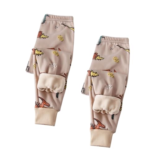 XINYUNZU 2er Pack Thermohose Kinder Baumwolle Gefütterte Hose Winterhose Kuschel Jogginghose Thermo Leggings Freizeithose Sporthose Casual Fleecehose Warme Hosen für Jungen und Mädchen Khaki 2 Jahre von XINYUNZU