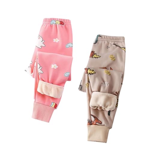 XINYUNZU 2er Pack Thermohose Kinder Baumwolle Gefütterte Hose Winterhose Kuschel Jogginghose Thermo Leggings Freizeithose Sporthose Casual Fleecehose Warme Hosen für Jungen und Mädchen Khaki 9 Jahre von XINYUNZU