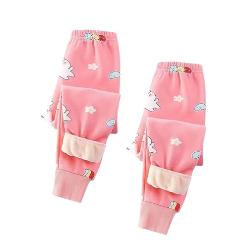 XINYUNZU 2er Pack Thermohose Kinder Baumwolle Gefütterte Hose Winterhose Kuschel Jogginghose Thermo Leggings Freizeithose Sporthose Casual Fleecehose Warme Hosen für Jungen und Mädchen Rosa 7 Jahre von XINYUNZU