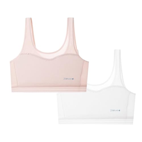 XINYUNZU 2er Set Mädchen BHS Atmungsaktive Nahtlos Teenager-BH Baumwolle Bralettes Sport Bustier Weiche Unterwäsche für Kinder Pink 7 Jahre von XINYUNZU