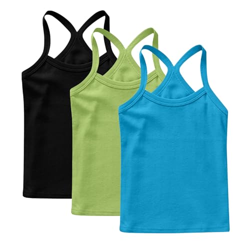 XINYUNZU 3er Pack Trägershirt Mädchen Baumwolle Cami Shirt Top Sommer Sport Tops Ärmellos Casual Trägertop Girls Unterhemd Einfarbig Freizeit Oberteile Mode Tanktop Unterhemden Kinder Blau 12 Jahre von XINYUNZU