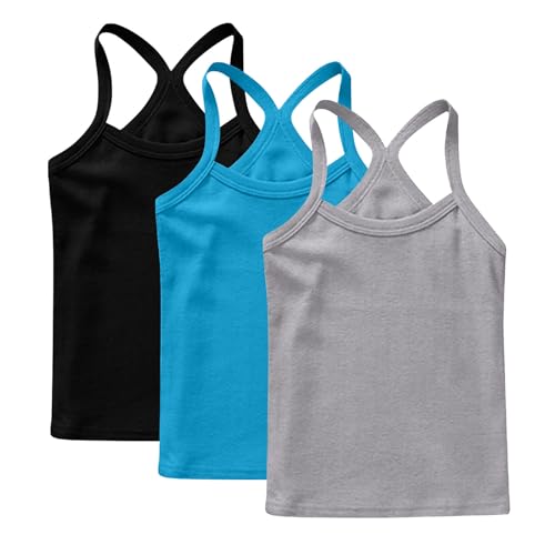 XINYUNZU 3er Pack Trägershirt Mädchen Baumwolle Cami Shirt Top Sommer Sport Tops Ärmellos Casual Trägertop Girls Unterhemd Einfarbig Freizeit Oberteile Mode Tanktop Unterhemden Kinder Grau 10 Jahre von XINYUNZU
