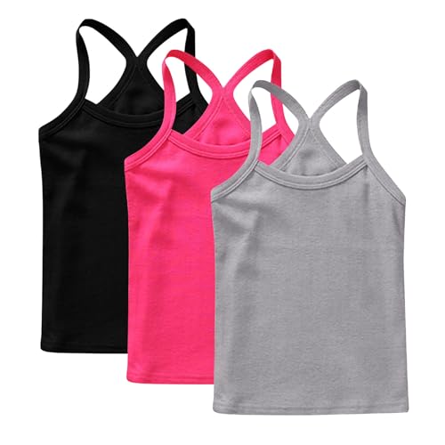 XINYUNZU 3er Pack Trägershirt Mädchen Baumwolle Cami Shirt Top Sommer Sport Tops Ärmellos Casual Trägertop Girls Unterhemd Einfarbig Freizeit Oberteile Mode Tanktop Unterhemden Kinder Grau 4 Jahre von XINYUNZU