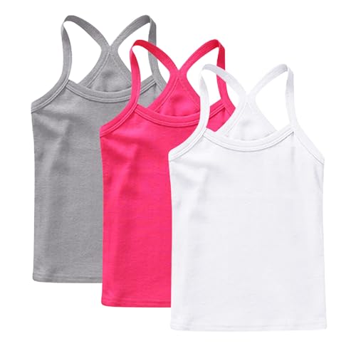 XINYUNZU 3er Pack Trägershirt Mädchen Baumwolle Cami Shirt Top Sommer Sport Tops Ärmellos Casual Trägertop Girls Unterhemd Einfarbig Freizeit Oberteile Mode Tanktop Unterhemden Kinder Weiß 10 Jahre von XINYUNZU