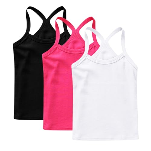 XINYUNZU 3er Pack Trägershirt Mädchen Baumwolle Cami Shirt Top Sommer Sport Tops Ärmellos Casual Trägertop Girls Unterhemd Einfarbig Freizeit Oberteile Mode Tanktop Unterhemden Kinder Weiß 12 Jahre von XINYUNZU