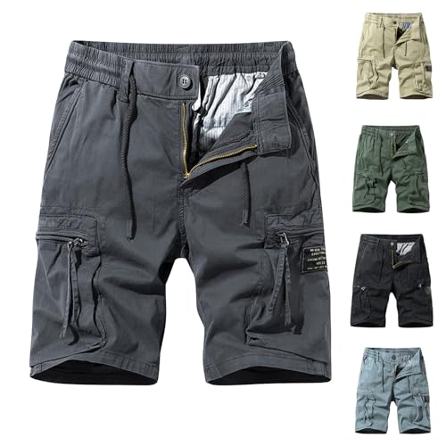 XINYUNZU Amazon Kleinigkeiten zum Verschenken Herren Cargo Shorts Baumwolle Cargohose Kurz Sommer Casual Kurze Hosen mit Reißverschlusstasche Outdoor Leichte Sommerhose Kurz Männer Grau XXL von XINYUNZU