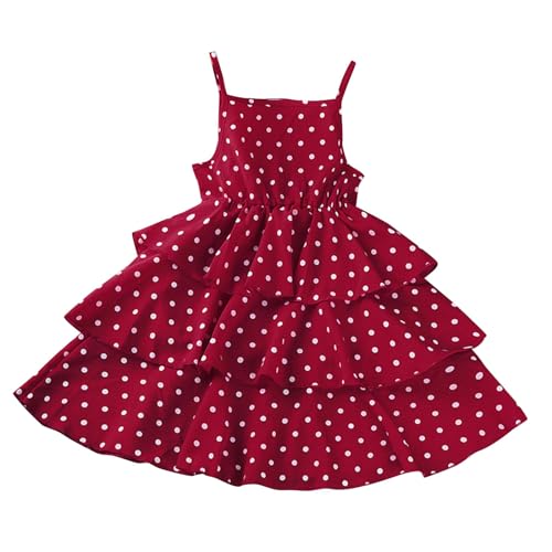 XINYUNZU Angebot Kleider für Mädchen Leichte Sommerkleid Prinzessin Kleid Ärmellos Spaghettiträger Kinderkleider A Line Casual Partykleider Lässige Sommerkleider für 3-12 Jahre Rot 5 Jahre von XINYUNZU